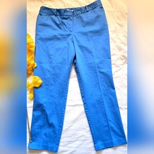 NWOT Liz Claiborne High-Waist Straight-Leg Light Blue Cotton Blend Pants Size 12
